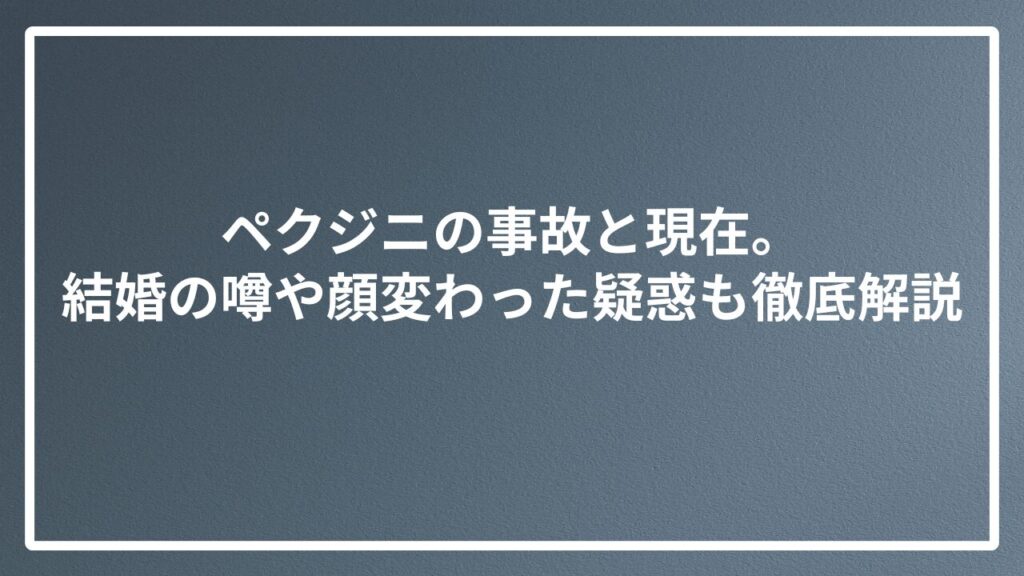 ペクジニの事故と現在。結婚の噂や顔変わった疑惑も徹底解説