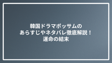 韓国ドラマポッサムのあらすじやネタバレ徹底解説！運命の結末